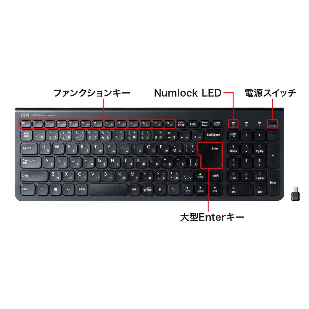Sanwa Supply Keyboard Wireless USB Connection Rechargeable Slim Black Type-C SKB-WL31CBK
