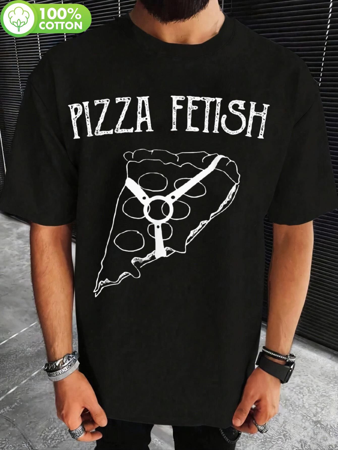 PLUS SIZE Pizza Complex Pattern Tshirt - Black Cheese and... XXL