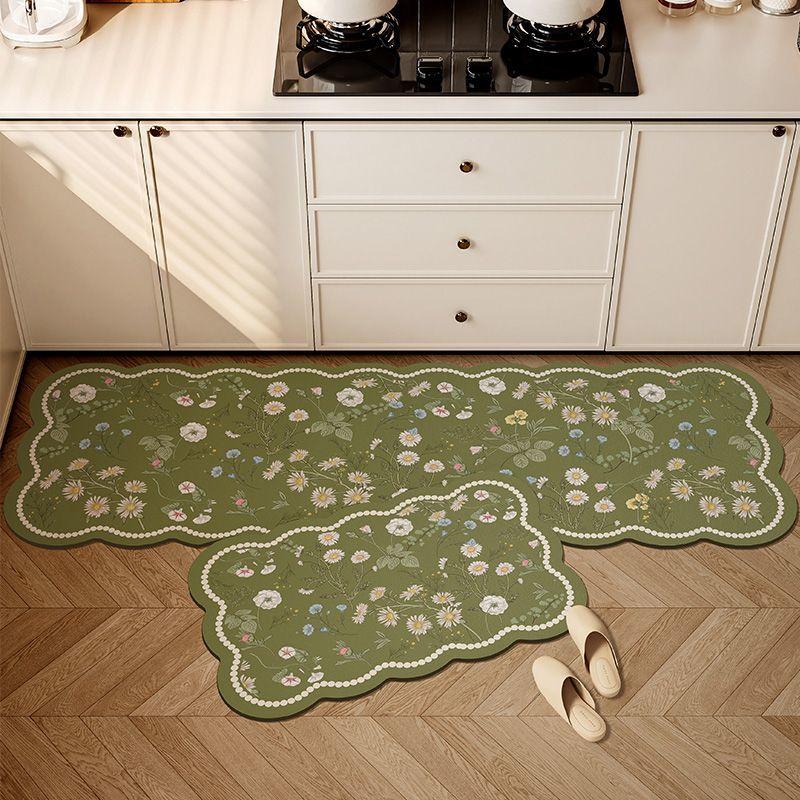 

Бохо противоусталостные кухонные коврики, мягкие кухонные коврики-дорожки, водонепроницаемый комфортный напольный коврик, кухонные аксессуары, внутренний декор, нескользящий коврик для стояния 40 x 120 cm 1pc темно-зеленого