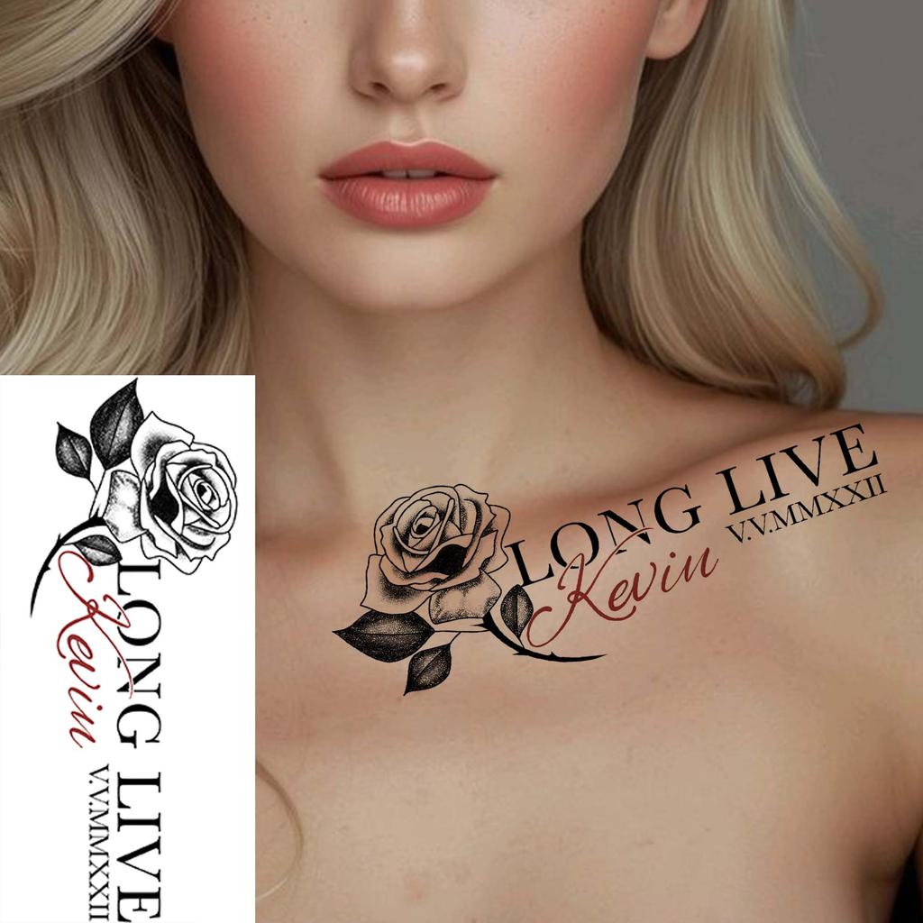 1 Blatt Totenkopf Schmetterling Rose Temporäre Tattoos Für Frauen Männer Hände Fuß Nacken,Temp Fake Tattoo Aufkleber Langanhaltend Wasserdicht