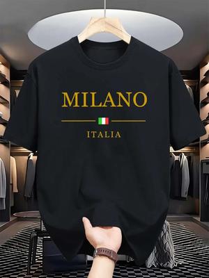 Mode Été Décontracté MILANO ITALIA Graphique Imprimé Sport Col Rond Manches Courtes T-shirt Décontracté Extérieur T-shirt Y2k Tops