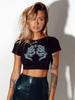 2024 Dragon Print Women's Cotton Crop Top - Short-Sleeve, Versatile Chinese Style Fashion.