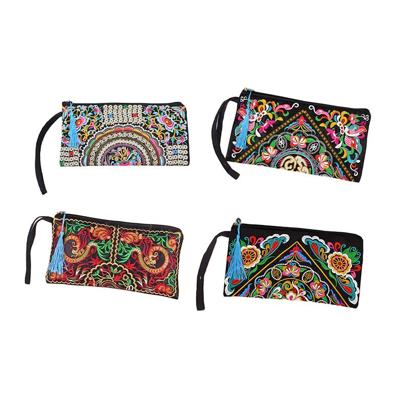 Vintage Ethnic Style Embroidered Clutch Bag Retro Wallet Clutch Bag Female Handbag Dinner Carrying Bags Phone Bags