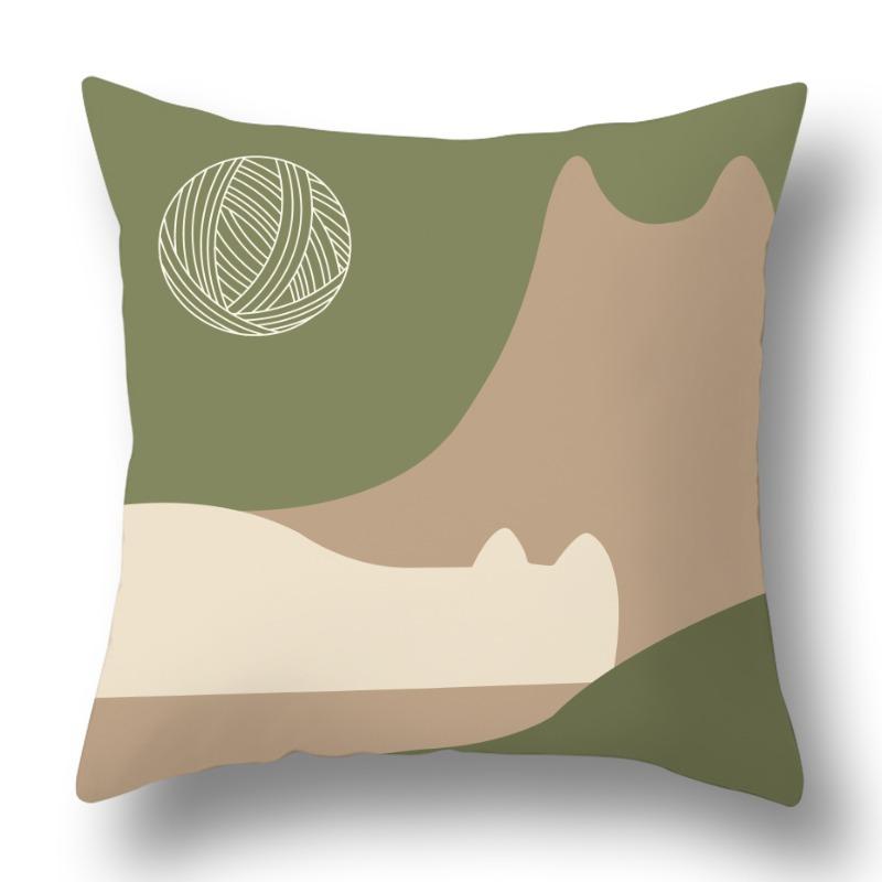 Green Geometric Art Sofa Pillowcase Dormitory Decoration Office Living Room Home Pillowcase