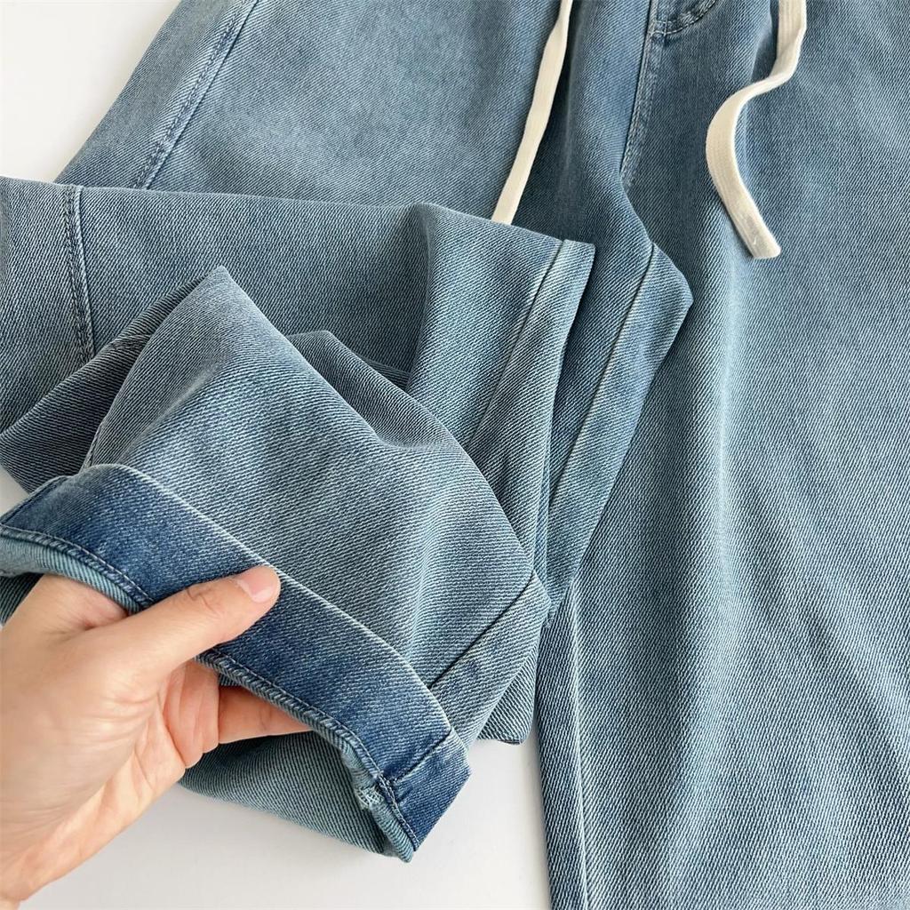 Women's High Waist Lyocell Tencel Wide-Leg Floor-Length Denim Pants - Summer Style
