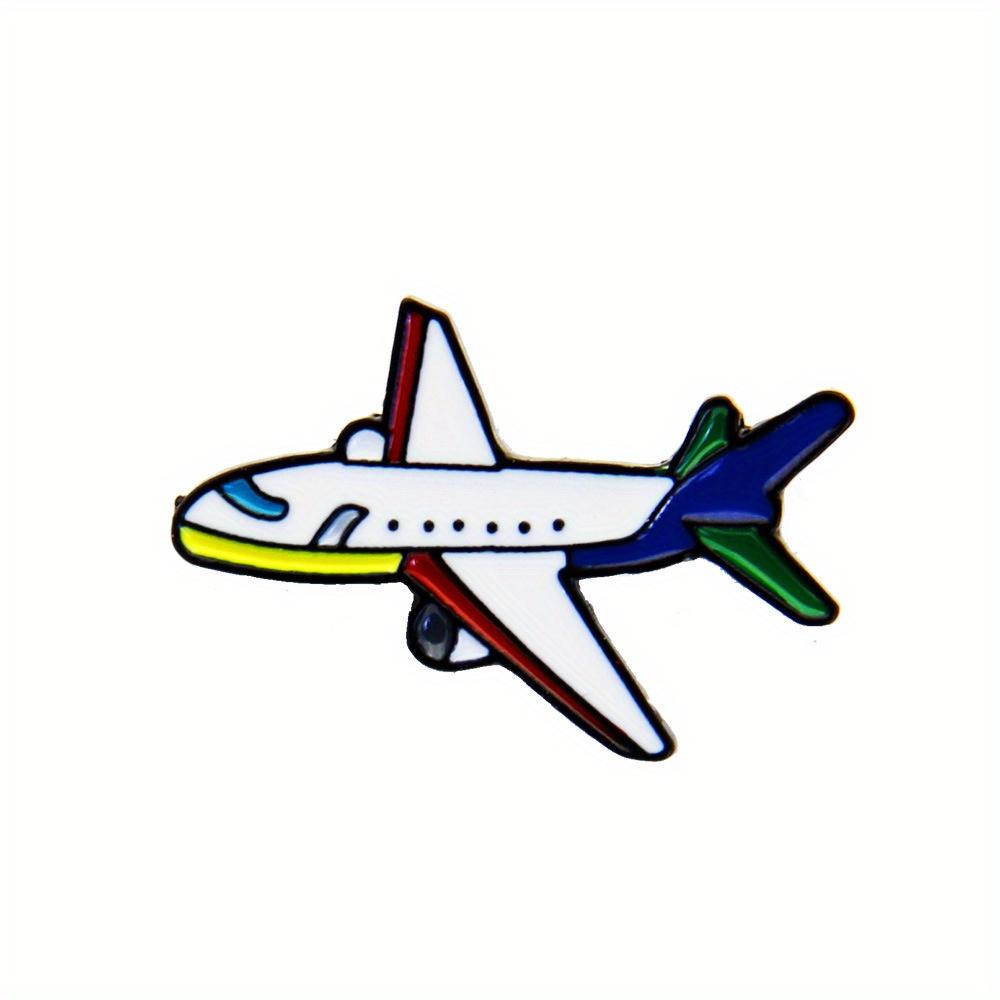 KC gold-plated zinc alloy cartoon airplane brooch pin, bright pink/green airplane pattern, cute and multi-purpose bag hanger