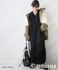 Antiqua Long Rib Knit One Size Black Women's V-Neck Dress, PN-00587, 05,