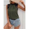 Casual Commuting Lace Sleeveless Top Half High Neck Solid Color Women’s Blouses & Shirts