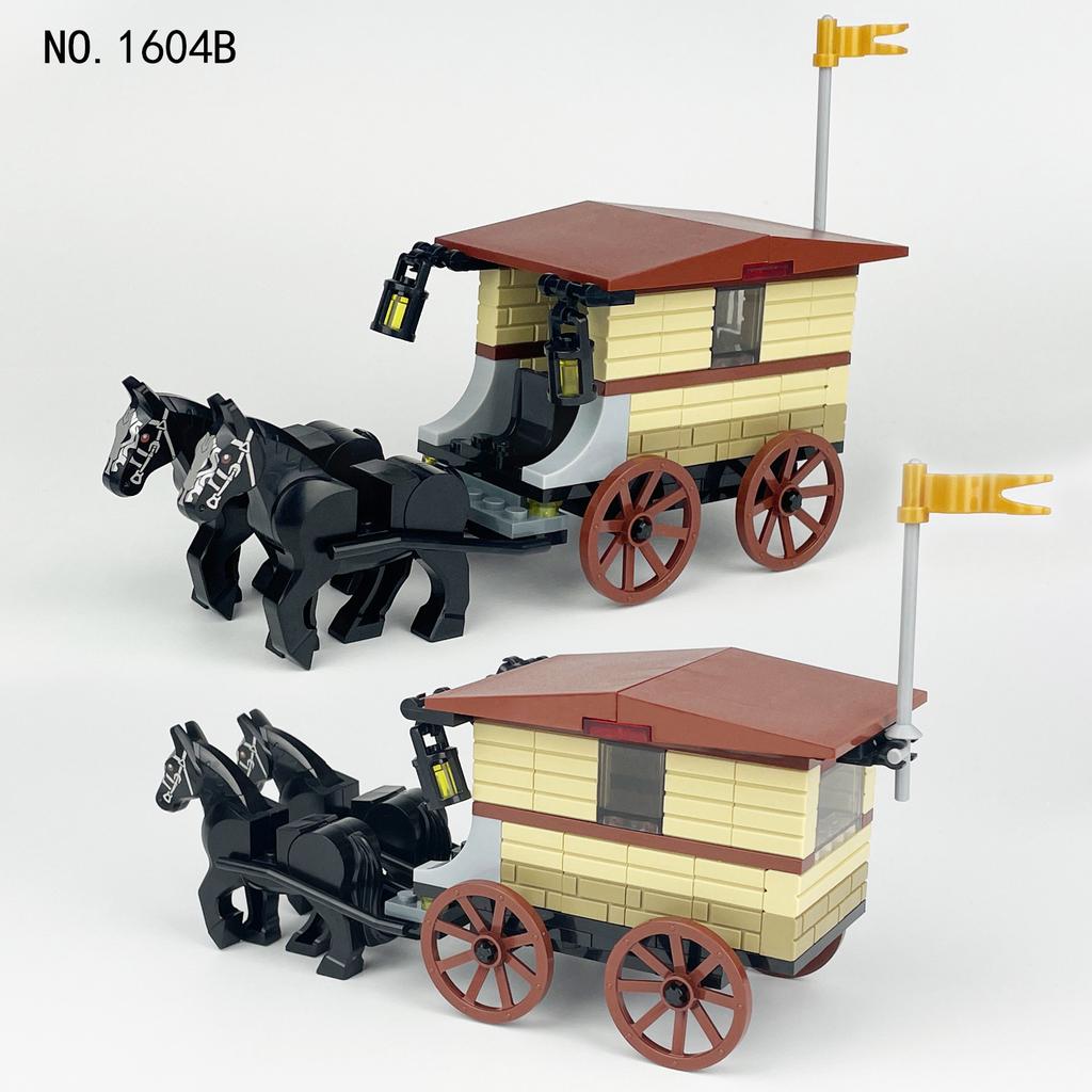 Eight Carriages 1604 Children'S Assembled Building Block Toys Dark Horse Court Transporter Royal Medieval Model