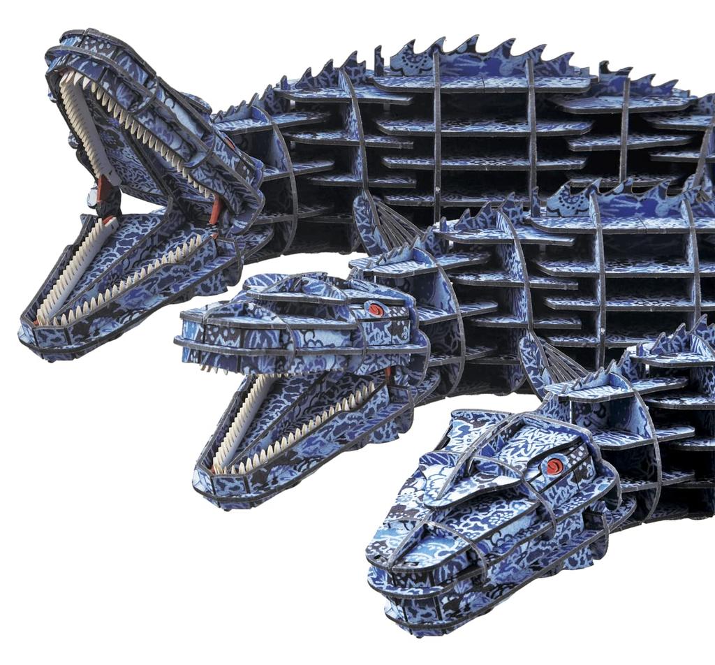 3D Paper Puzzle DX Echizen Washi Indigo Mosasaurus (MOVE) Assembly Puzzle
