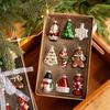9 Pcs Christmas Ornaments Mini Resin Bear Tree Snowman Santa Xmas Tree Hanging Decoration for Winter Home Party Decor