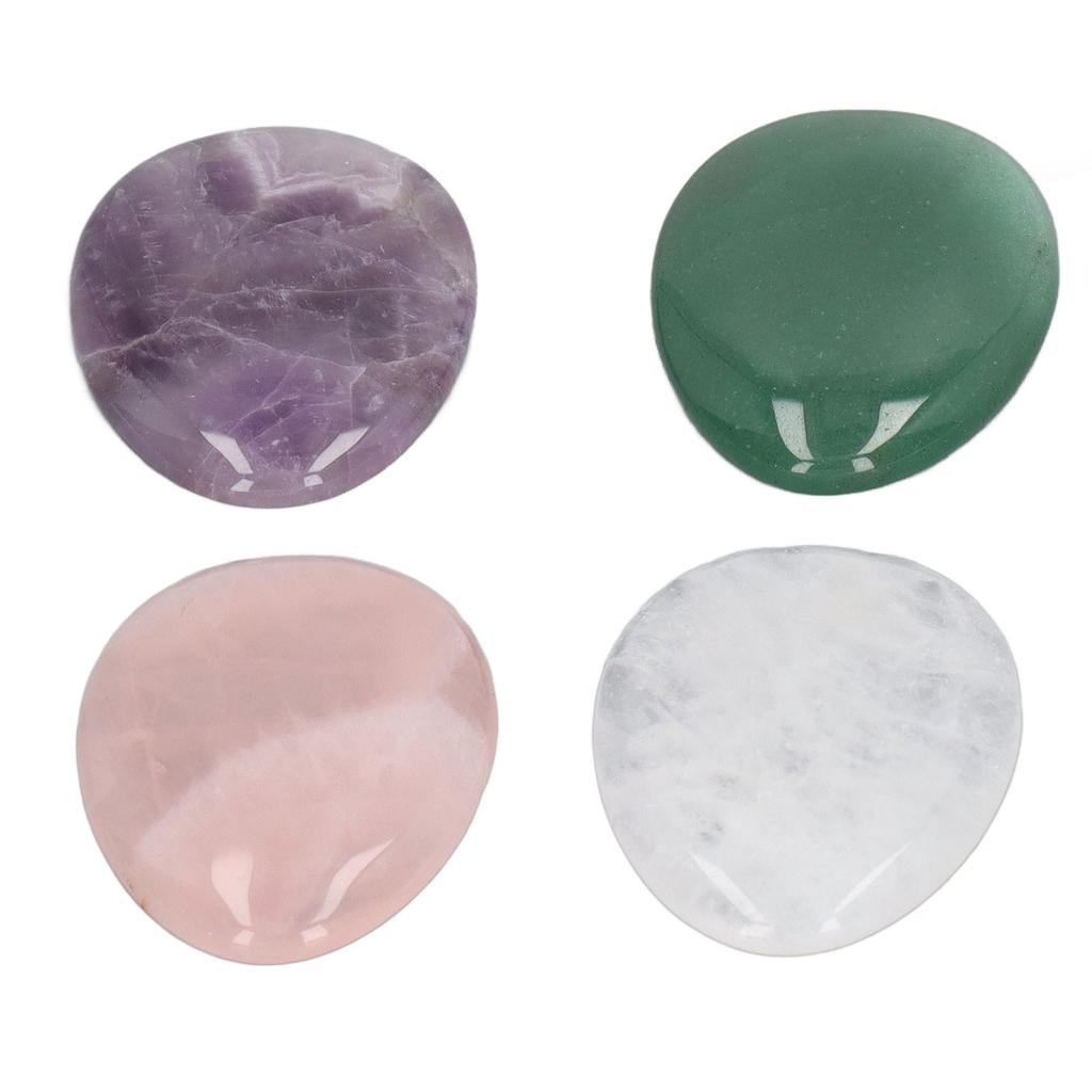4Pcs Worry Stones Pink Purple Green White Natural Material Anxiety Relief Thumb Stones for Pressure