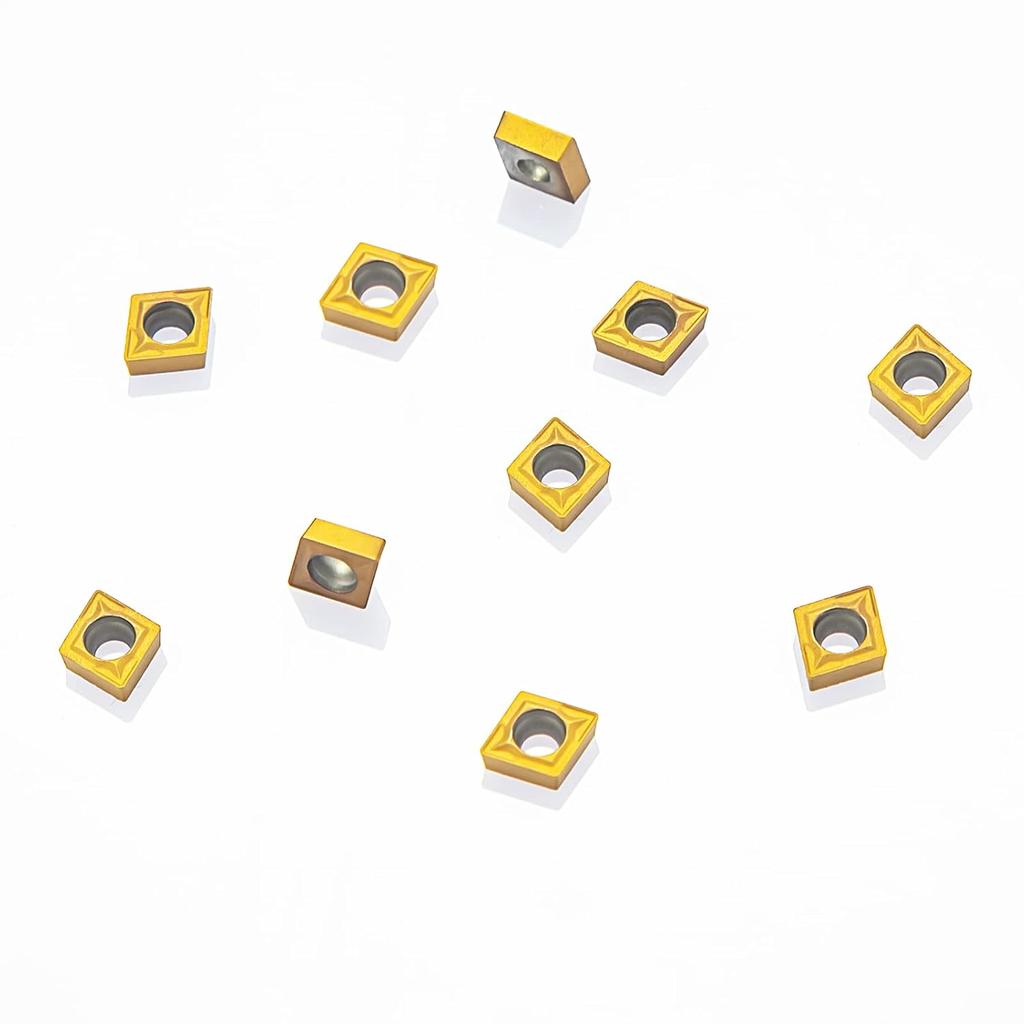 CCMT060204 CCMT21.51 Carbide Turning Inserts, CCMT Insert DCMT Insert Mutilayer Coated CNC Lathe Inserts for Lathe Turning Tool Holder,10 Pieces
