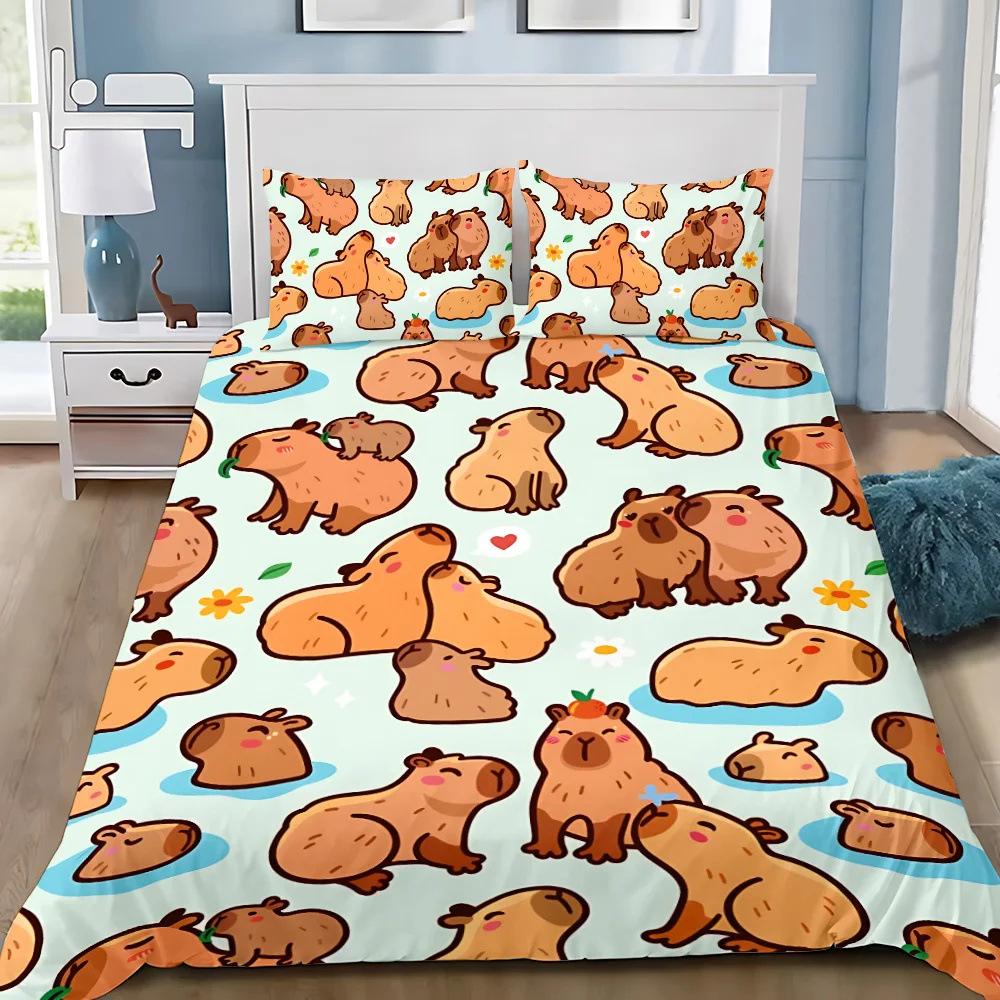 Capybara Down Comforter Set - Bedding Set - 3 Piece Duvet Cover Set