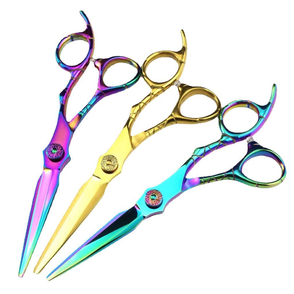 6.0 Inch Nimpson Colored Alligator Plaid Handle, Hair Scissors, Hair Scissors, Flat Scissors, Thin