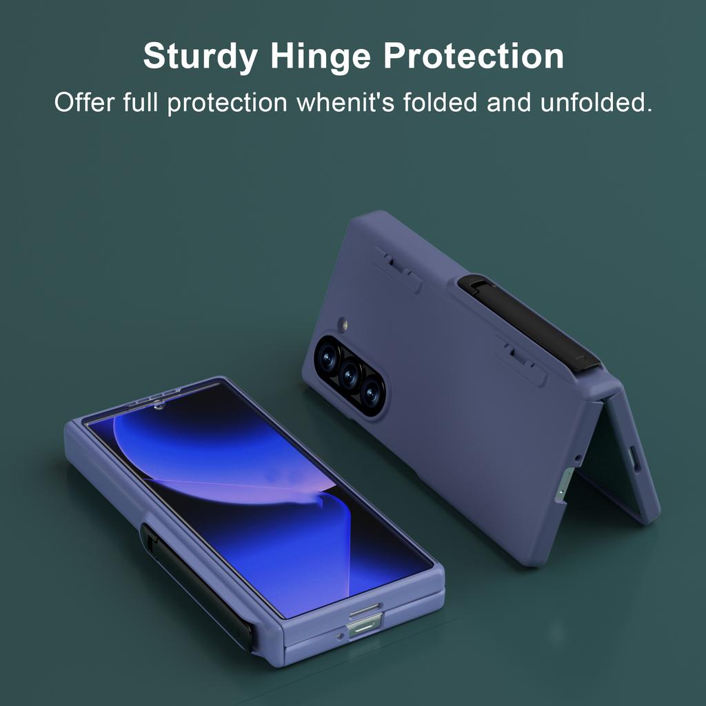 GW181 For Samsung Galaxy Z Fold6 5G Case Rubberized Hard PC Kickstand Phone Cover