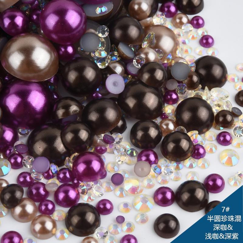 Mixed Abs Semicircular Pearl Resin Flat Bottom Diamond Set Imitation Pearl Mixed Size Diy Jewelry Accessories