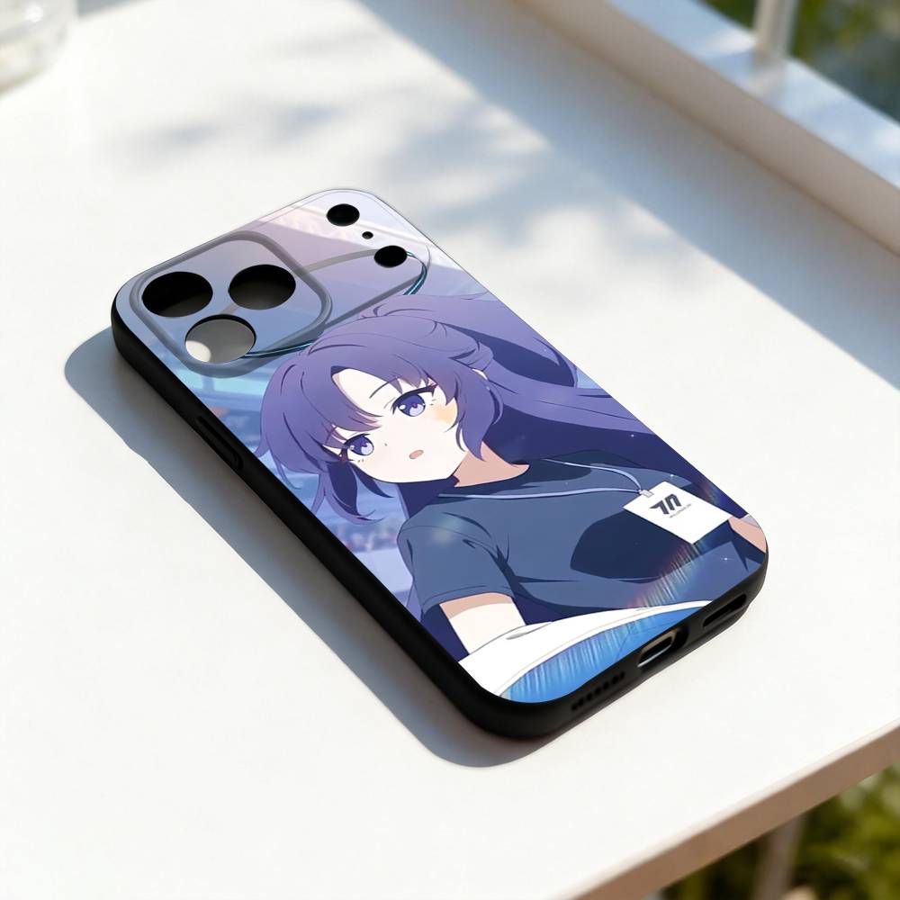 Hayase Yuuka B-Blue A-Archive Phone Case For iPhone 11,12,13,14,15,16,17,Pro,Max,Plus,E,SE4,Air,Mini Black Soft Cover