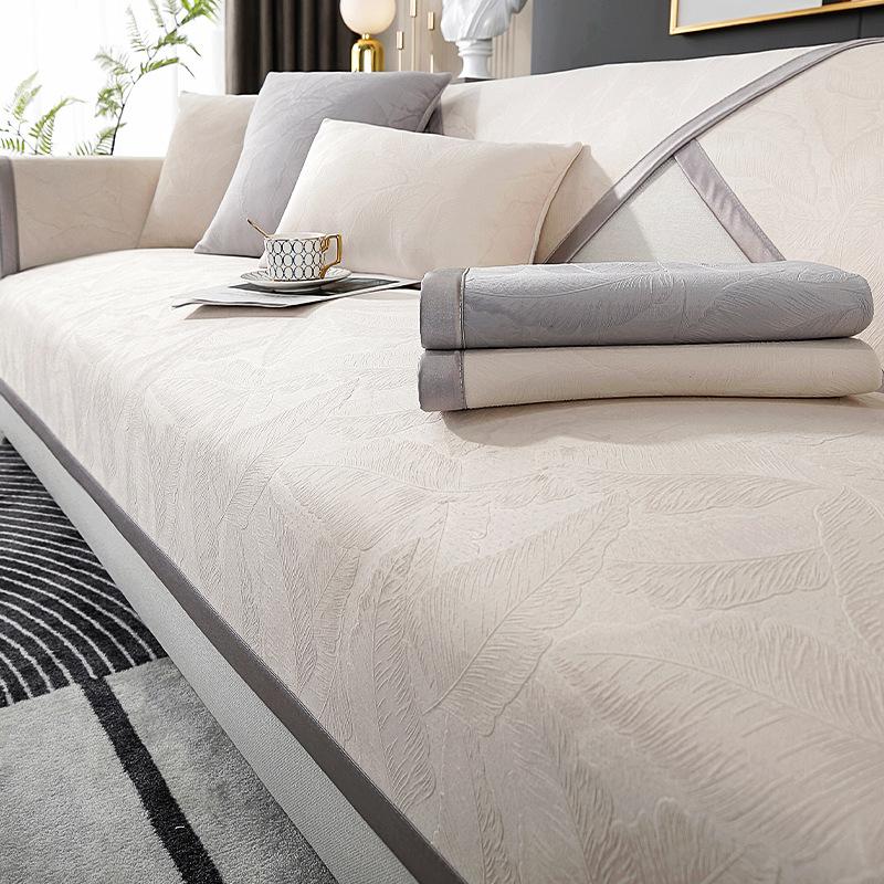 Affordable Luxury Style Sofa Cushion Four Seasons Universal Non-Slip Cushion Cover Cloth Modern High-End Gray Leather Sofa Cover Towel