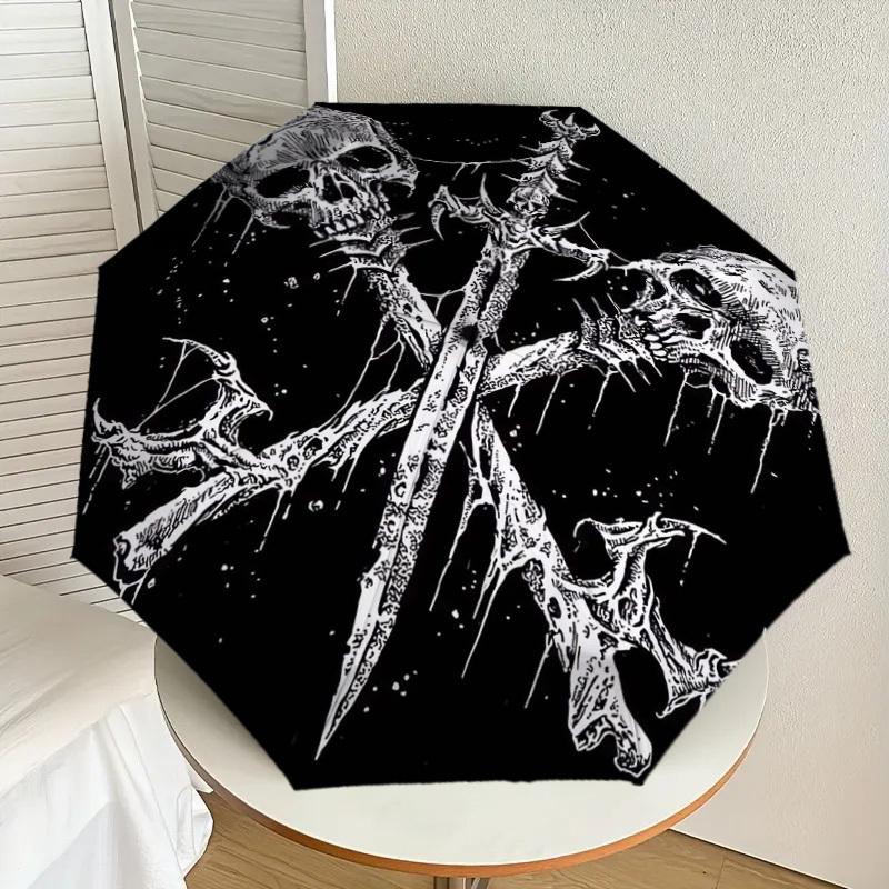 

1pc Skulls and Crossbones Emblem Umbrella with Plastic Handle,Suitable for All Seasons Home Travel Outdoor UmbrellaDD1725