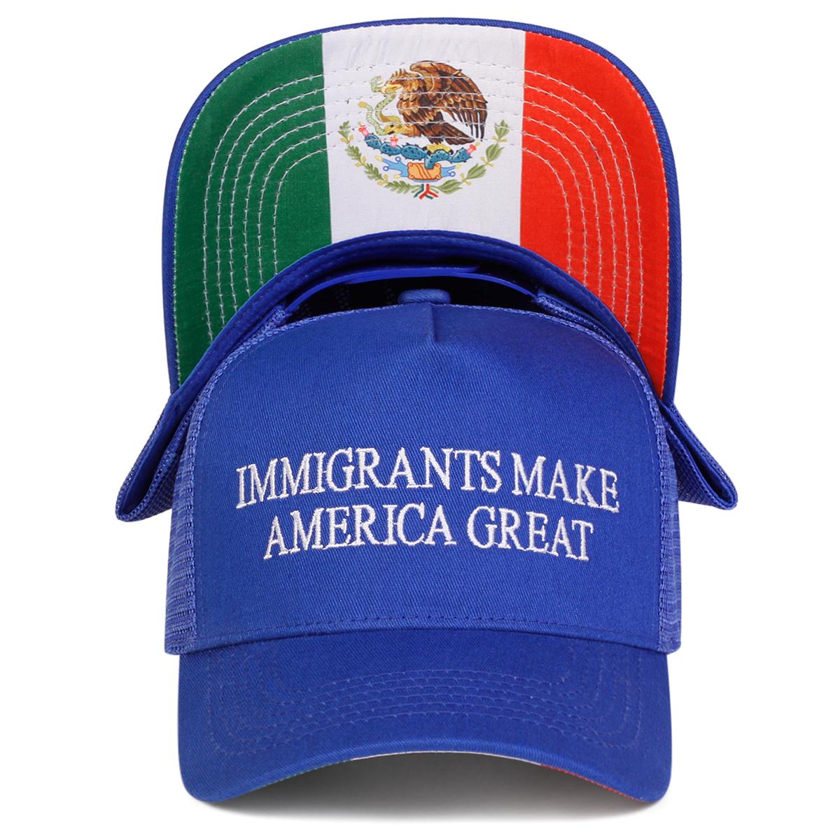 

Unisex IMMIGRANTS MAKE Embroidery Baseball Net Caps Spring and Summer Outdoor Adjustable Casual Hats Sunscreen Hat Sports Cap синій