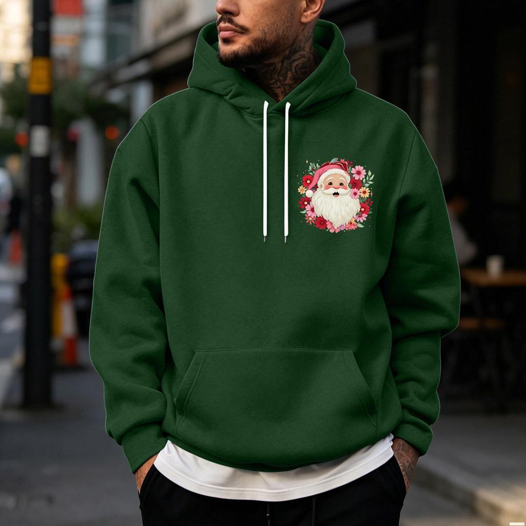 Men's Christmas Print Lined Zip Front Pullover Hoodie Cozy Winter Sweatshirt for Holiday
