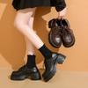 Lace-up women's spring and autumn new retro single shoes women's muffin thick-soled British style small leather shoes women