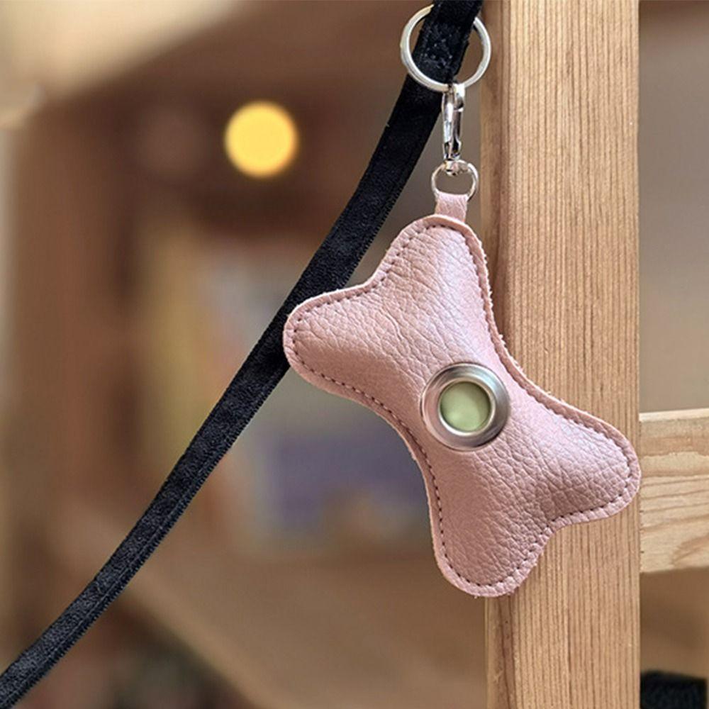 Creative Dog Poop Bag Dispenser PU Leather Bone Shaped Pet Poop Clean Bag Holder Portable Refillable Pet Waste Bag Carrier