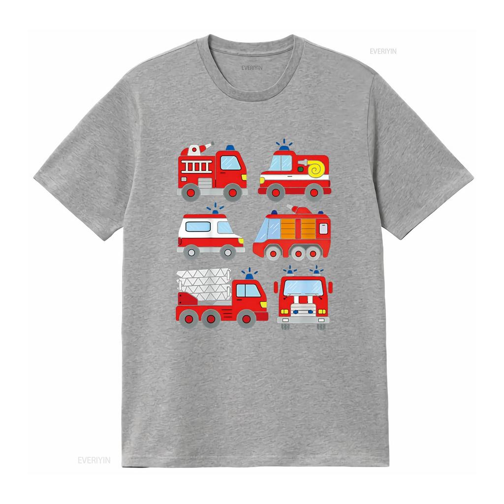 Fire Truck T Shirt Boys Toddlers Emergency Vehicle Vintage Washed Top For Everyday Wear Graphic Fashion Streetwear Soft
