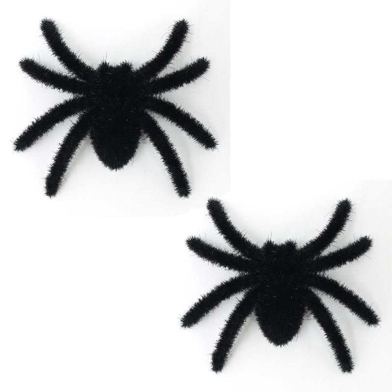 Modèle d'Araignée Araignées Peluches Amusantes pour Halloween Araignée Noire Floquée 3D Réaliste Araignée de Simulation Cartoon Décorations de Fête de Bar