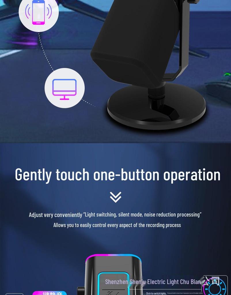 Dual Mode RGB Gaming Microphone – XLR/USB, Live Streaming & Recording, Dynamic Core