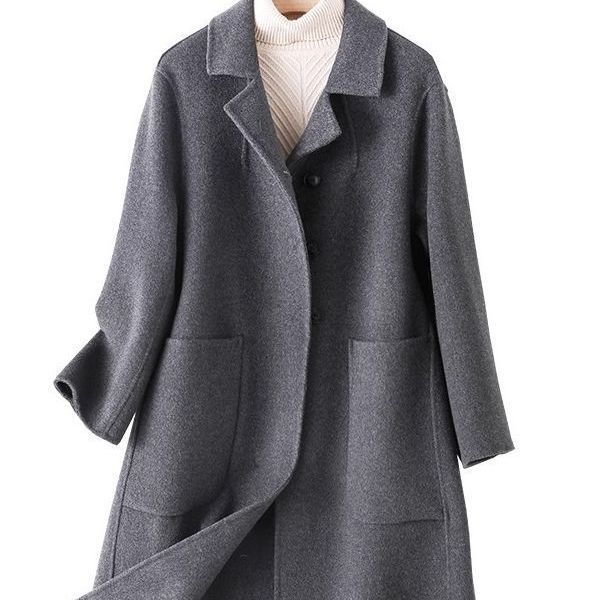 Double-sided wool coat medium and long H version Tibetan meat thin thickened warm double-sided wool coat women