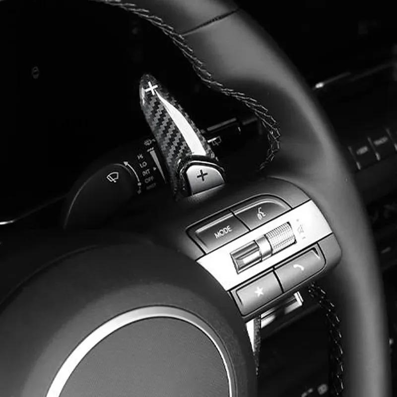 Real Carbon Fiber 2pcs Car Steering Wheel Shift Paddle Extended For Hyundai Kona SX2 2024 Interior Gear Stickers Accessories
