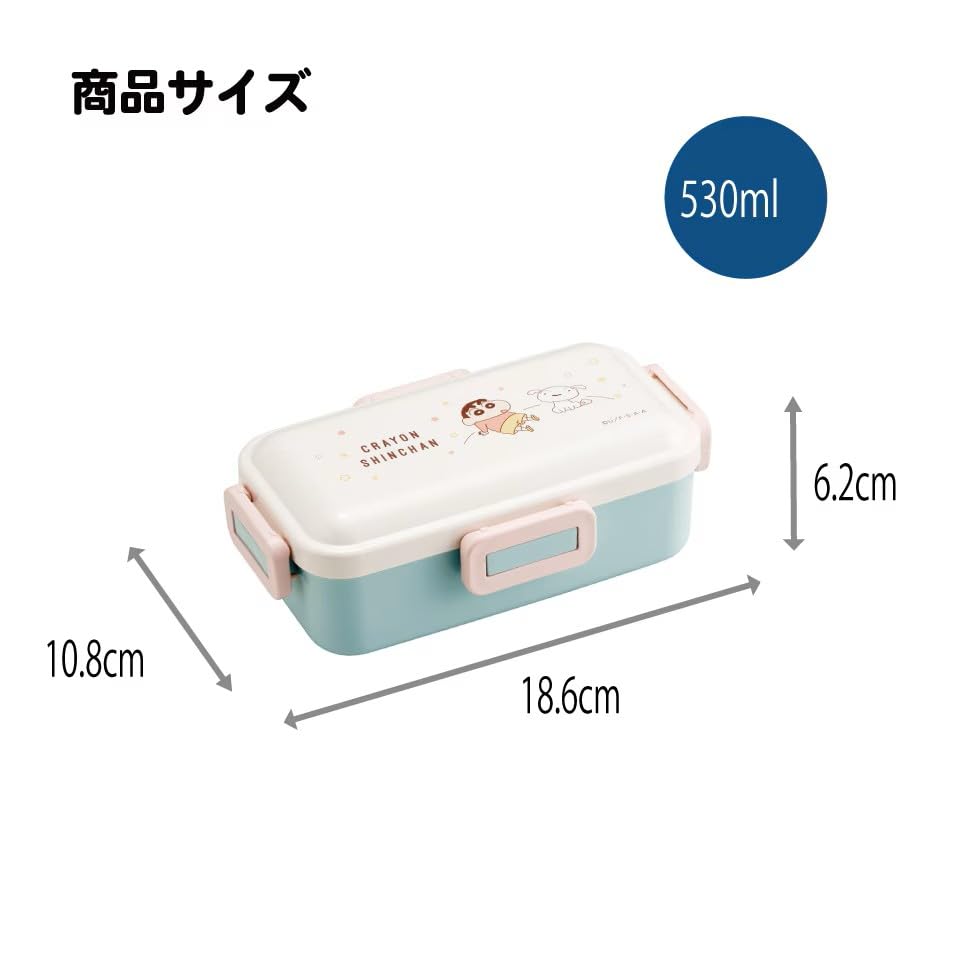 Crayon Lunch Single Dishwasher Microwave Made in Pastel Star Set Shin-chan Box, Layer, Safe, Safe, 4-Point Lock, Japan, 530ml, (Lunch Box, Divider)