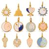 Sun, Moon, and Stars Geometric Oil Drip Pendant