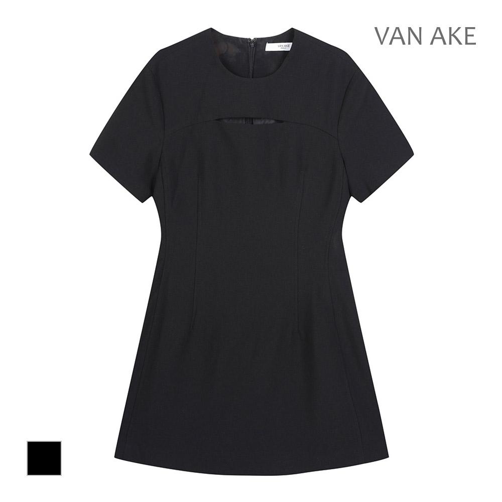 VANAKE Slit Neck Short Sleeve Dress_Vb36Opmd01Z
