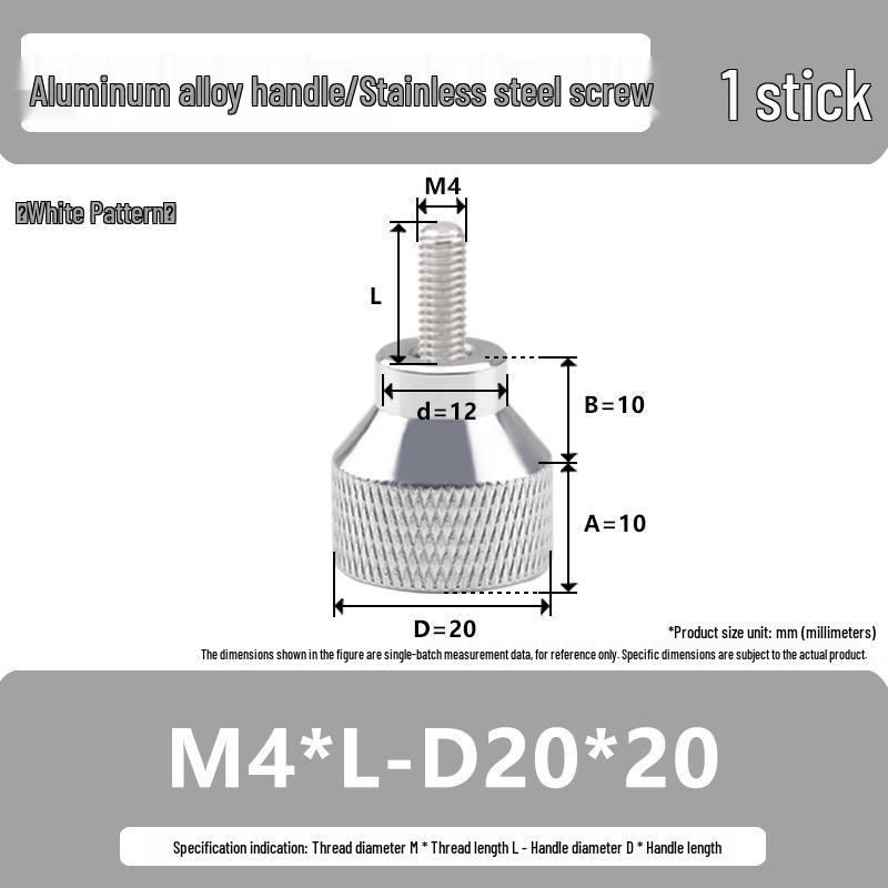 M4 Aluminum Alloy Knurled Twist Handle Bolt with Stainless Steel Head