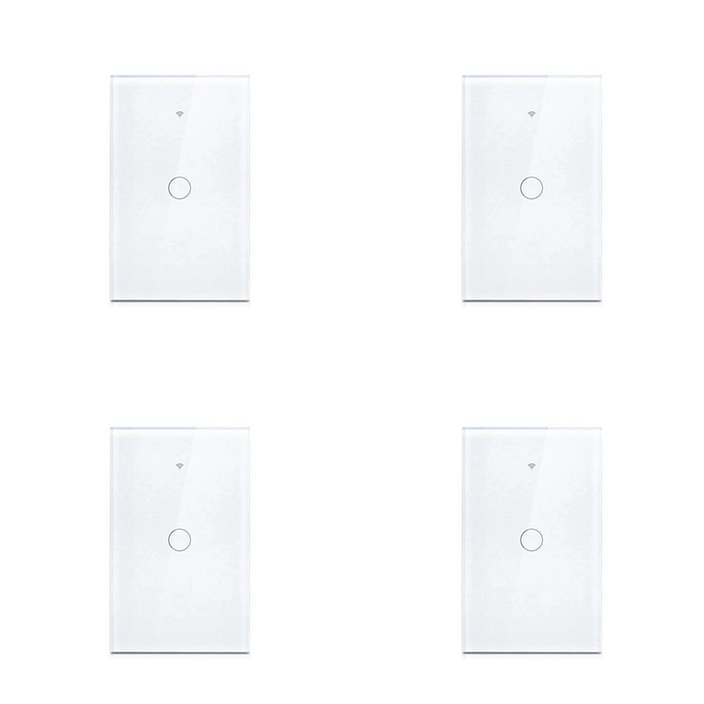 ABBP-4X Tuya US Plug Wifi Smart Wall Switch 1 Gang No Neutral Wire Touch Sensor LED Light Switches Home Alexa Google White