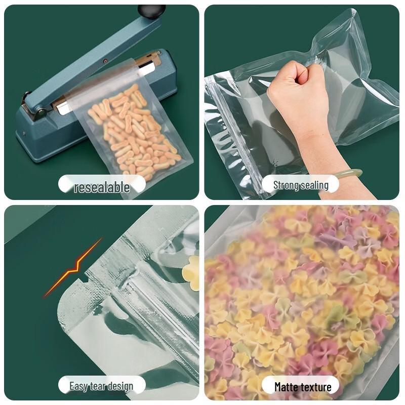COFLYEE Frosted Flat Bottom Ziplock Food Storage Bags