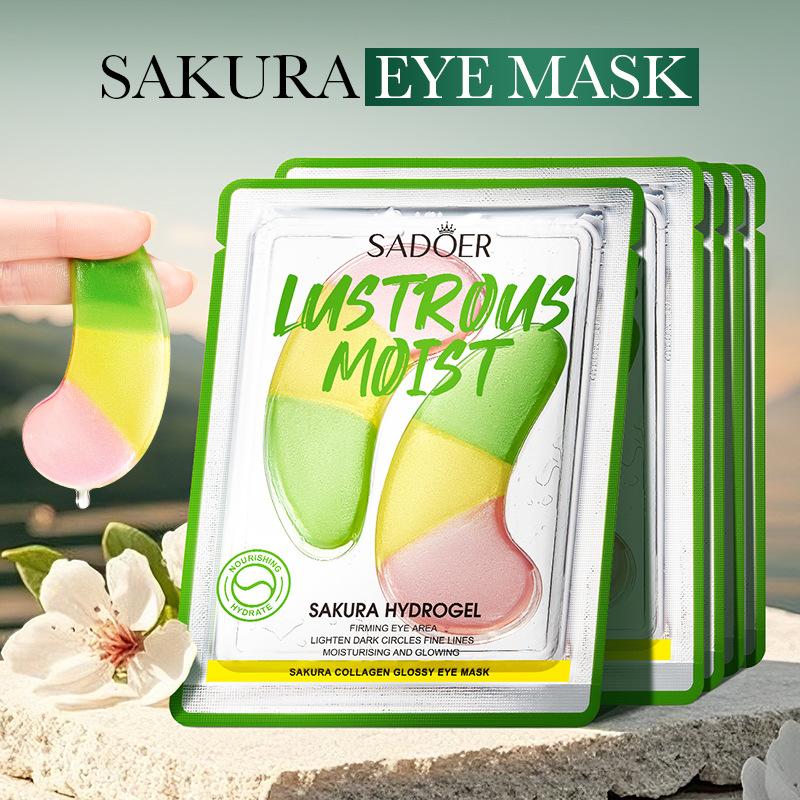 Cherry Blossom Eye Mask Anti Wrinkle Nourishing Improve Eye Bag Lighten Dark Circles Under Eyes Caviar Grape Seed Red Algae Collagen Eye Mask
