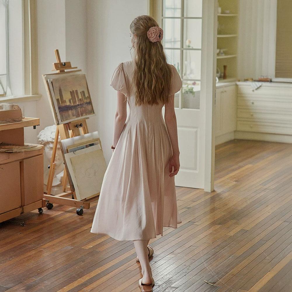 Peulaudeumali Pm_Simple Pink Puff Sleeve Dress