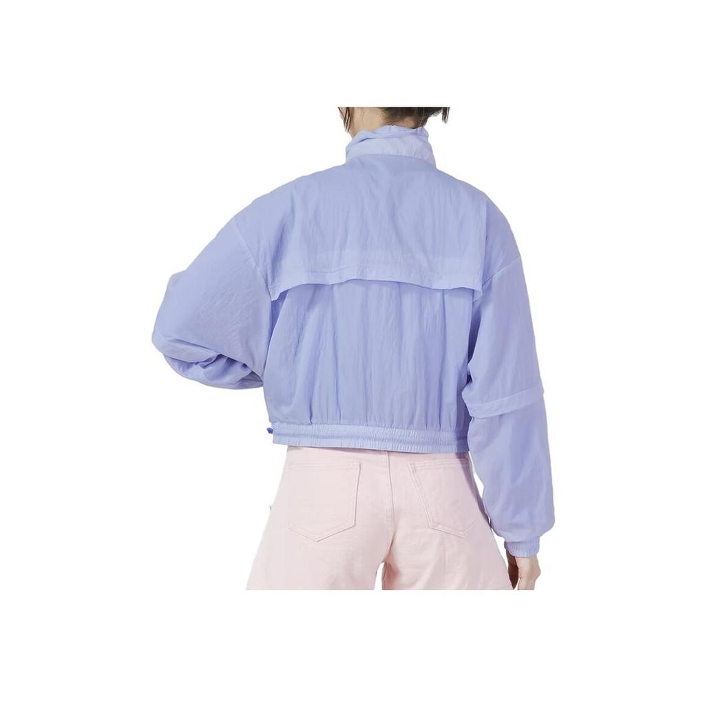 Adidas Logo Embroidered Single Row Zipper Stand Collar Windproof Breathable Jacket Women Jacket Lavender Light-Purple IC8672