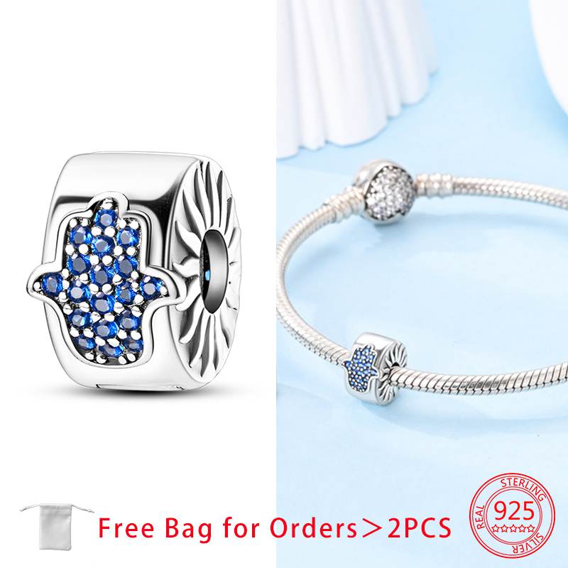 Clip Spacer Charm For Bracelet Clip Lock Stopper Bead Copper Spacer European Openable Sun Moon Star Beads Gift