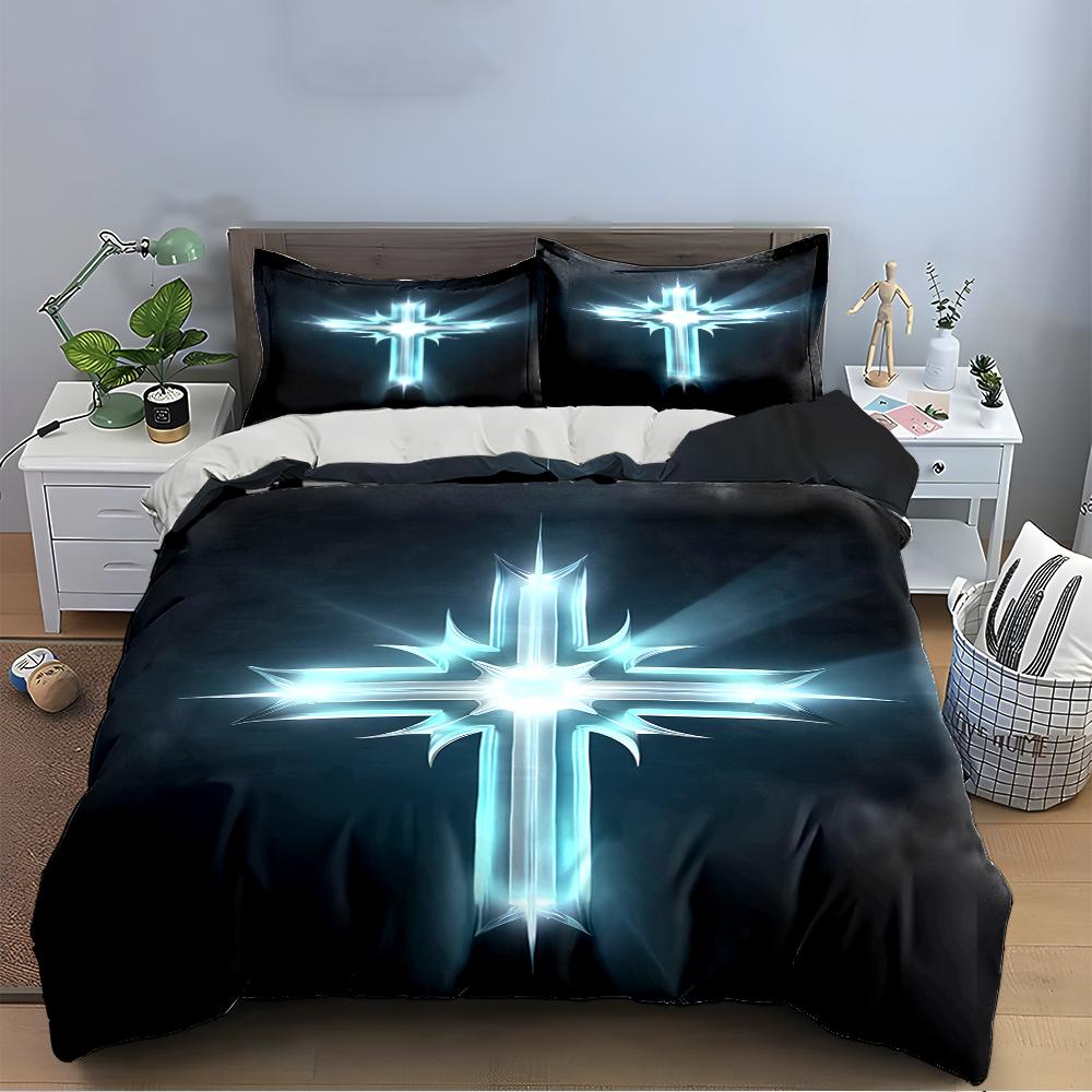 Luminous Cross Pattern Bedding Set Bedding set (1 duvet cover, 2 pillowcases, duvet not included)