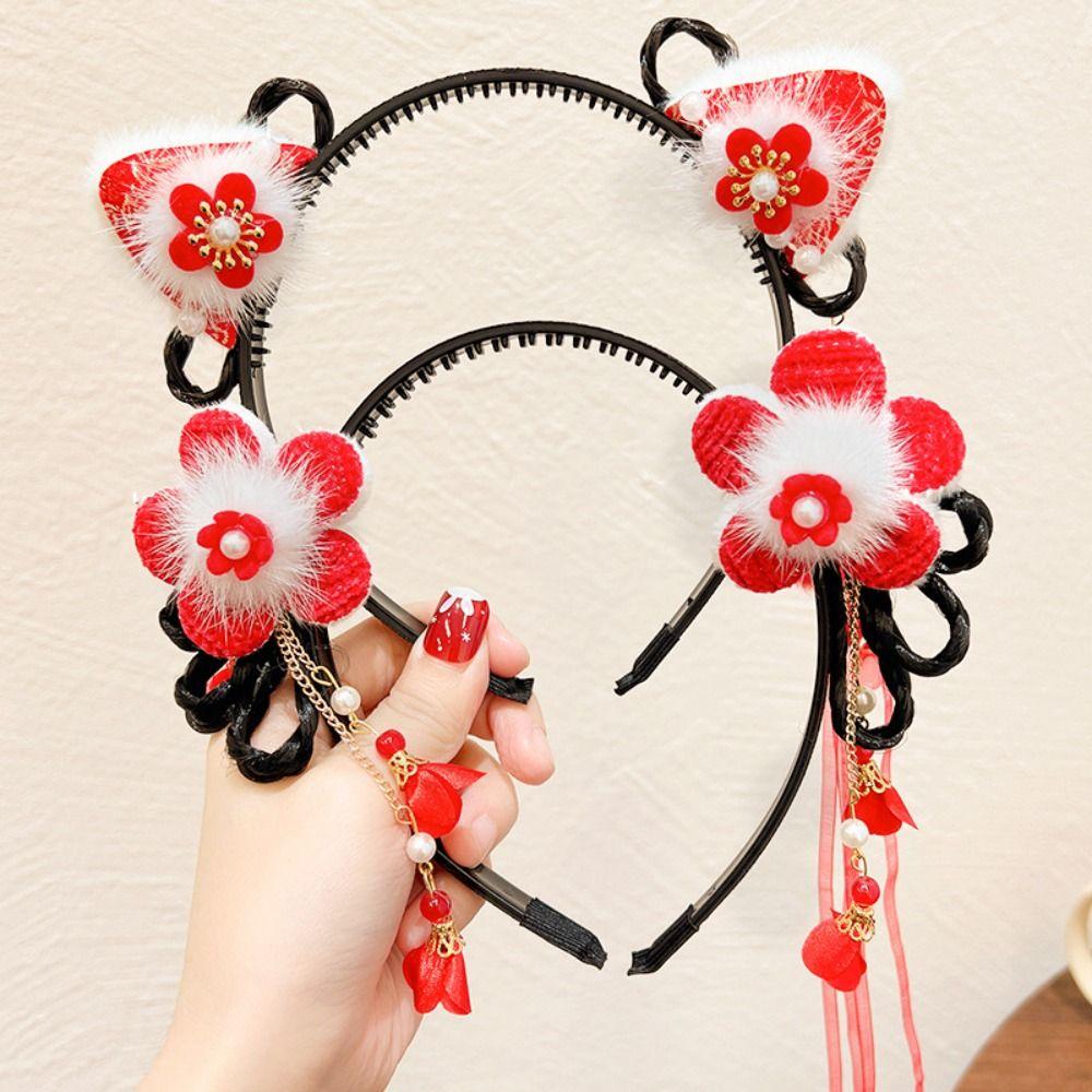 Kinder Stirnband im chinesischen Stil Kopfbedeckung Neujahr festlich Hanfu Perücke Stirnband Hanfu Haarband