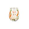 Glass Drinking Cup with Bunny and Carrot Print Stemless Design Suitable for Juice Water and Cold Beverages Durable Household Glassware