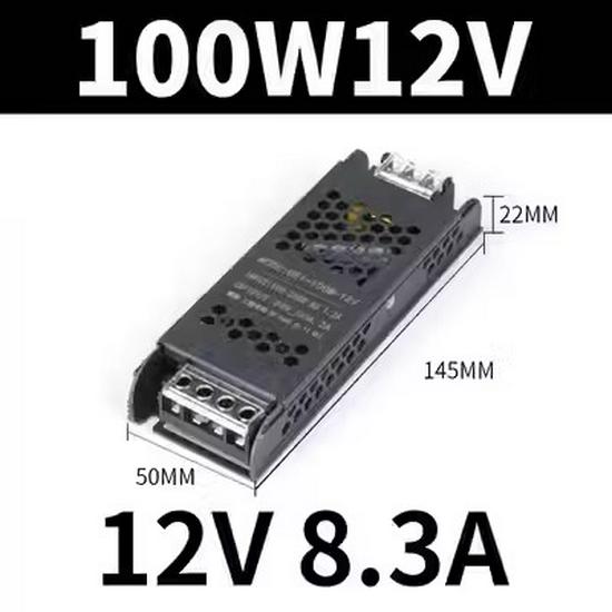 Black King Kong 12V To 24V LED Transformer: Silent, Slim, New Model Power Adapter for LED Strip Lights.