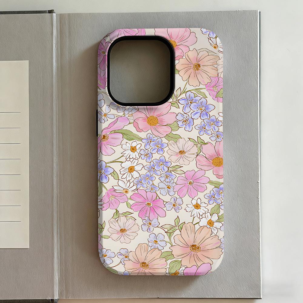 Luxury Y2K Style Lily Phone Case for iPhone 17 16e 16 15 14 13 12 11 X XS XR XSMAX 7 8 Air Pro Max Plus Luxury Double-layer