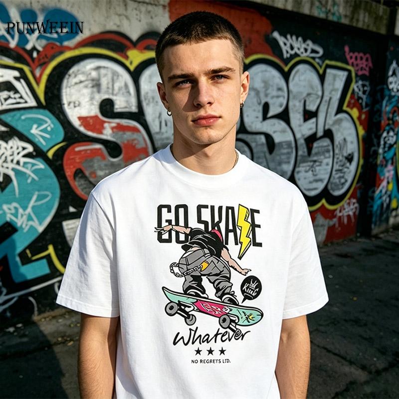 Unisexs Oversized Skate Graphic Tshirt 100 Cotton Streetwear Tee Casual Hip Hop Style Short Sleeve Tops for Skateboarders Style