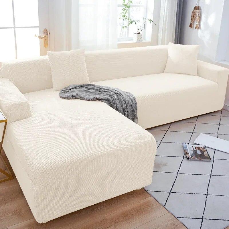 Solid Color Sofa Cover 1/2/3/4 Seater Sofa Cover for Living Room Elastic Spandex L Shaped Corner Sofa Cover Couch Cover for Sofa